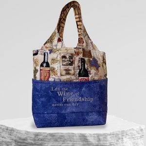 NEW Unique Wine Tote Bag, One Of Kind, Handmade, Pockets, Quilted, Lightweight